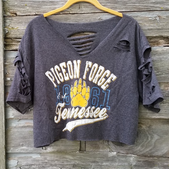 Distressed Graphic print Crop Top Pidgeon Forge TN - Picture 1 of 3